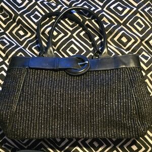 Furla Black Woven Shoulder Bag